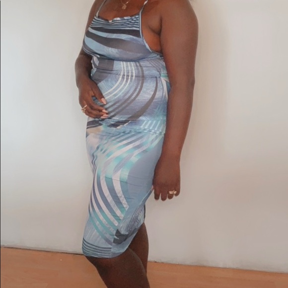 Pattern maxi dress -blue -S,M,L - Picture 3 of 7